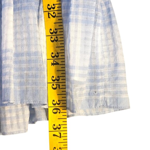 Veronica Beard Blue Gingham Ruffle Plaid Mini Dress L Cottagecore Soft Girl - Picture 9 of 13